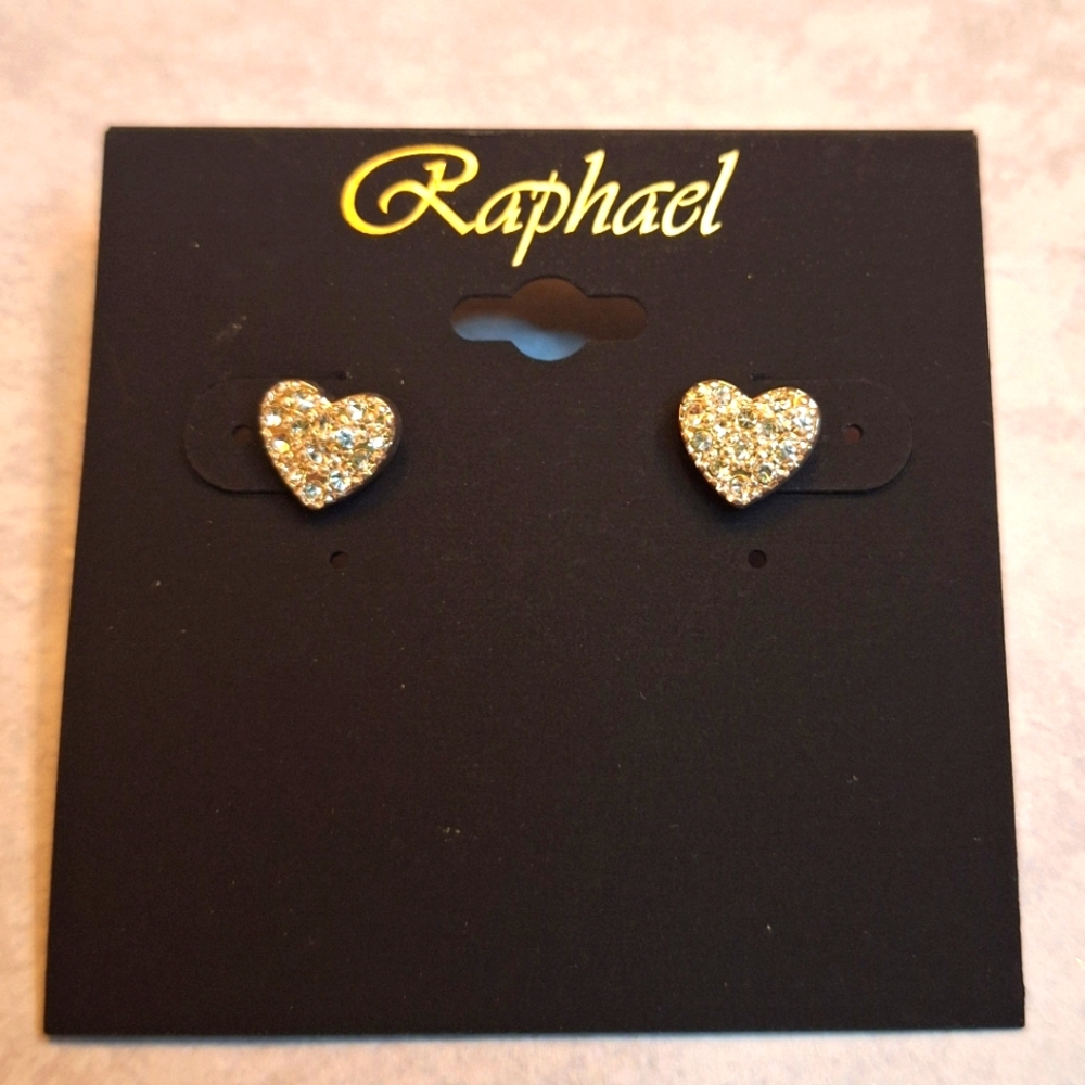 Raphael Gold Heart Stud Earrings